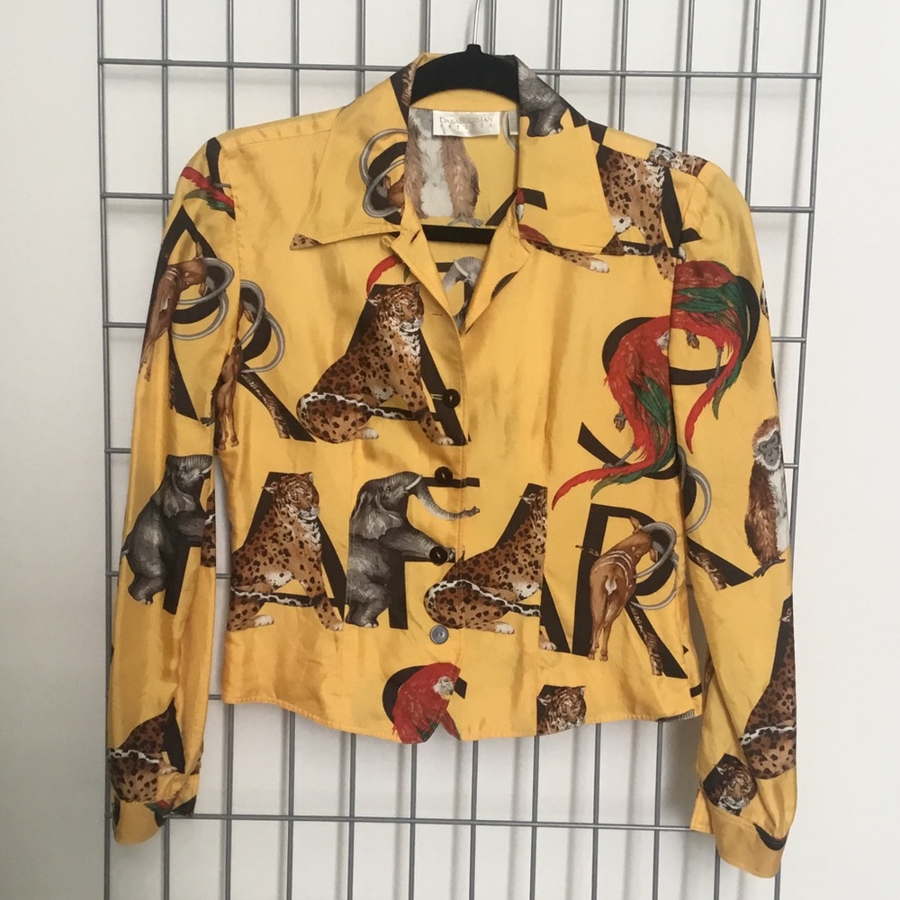 Vintage Dana Buchman Animal Safari Silk Blouse